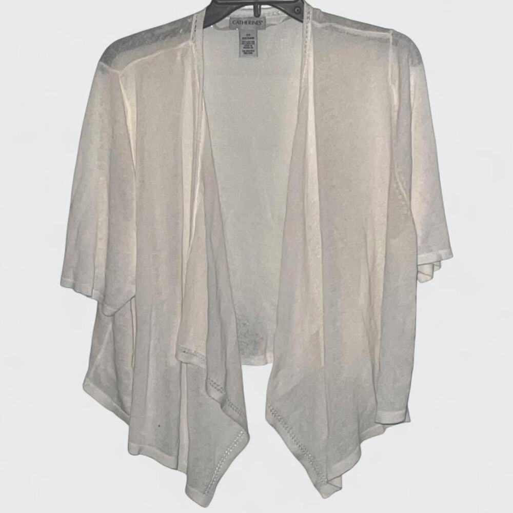Catherines White Open Front Short Sleeve Cardigan Top - Size 2XL